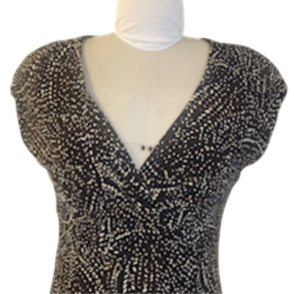 Jones New York Faux Wrap Dress Sz. 12 V-Neck Brown/Beige/Black - Picture 5 of 7